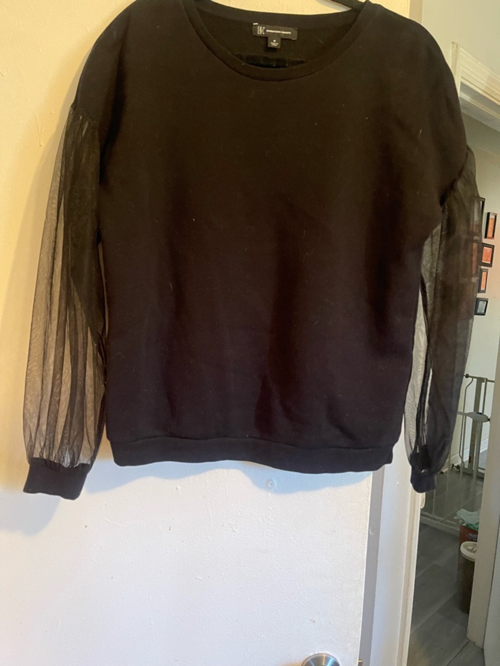 Black Sheer-Sleeve Sweater - Women's Stylish Pullover